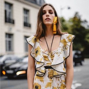 Johanna Ortiz Marquesas Islands V-Neck Cap-Sleeve Floral-dress size 10